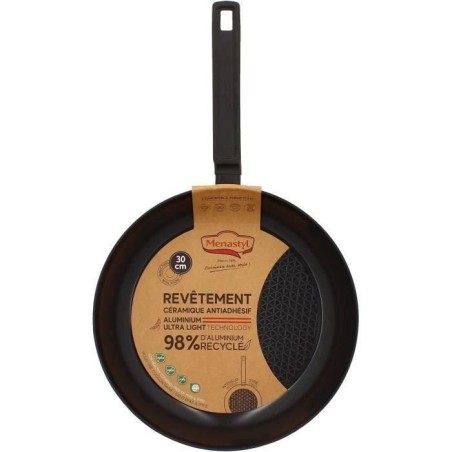 Poele - MENASTYL - 6020639 - En aluminium forgé - 30 cm - Noir - Tous feux dont induction