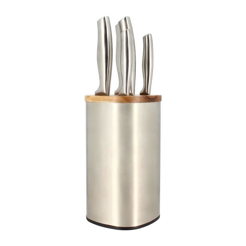 Bloc de couteaux 5 pieces - MENASTYL - 5041070 - En acier inoxydable - Bois