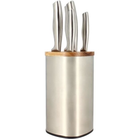 5-piece knife block - MENASTYL - 5041070 - Stainless steel - Wood
