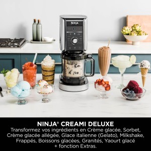 NINJA Eismaschine – CREAMi Deluxe NC502EU – 2 x 709 ml Behälter inklusive – 10 Programme