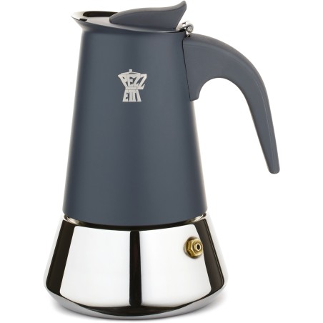 Cafetiere italienne - PEZZETTI - STEELEXPRESS - Acier inoxydable - 6 tasses - Tous feux dont induction - Bleu Indigo