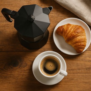 Italienische Kaffeemaschine – PEZZETTI – ITALEXPRESS – Aluminium – 6 Tassen – Schwarz