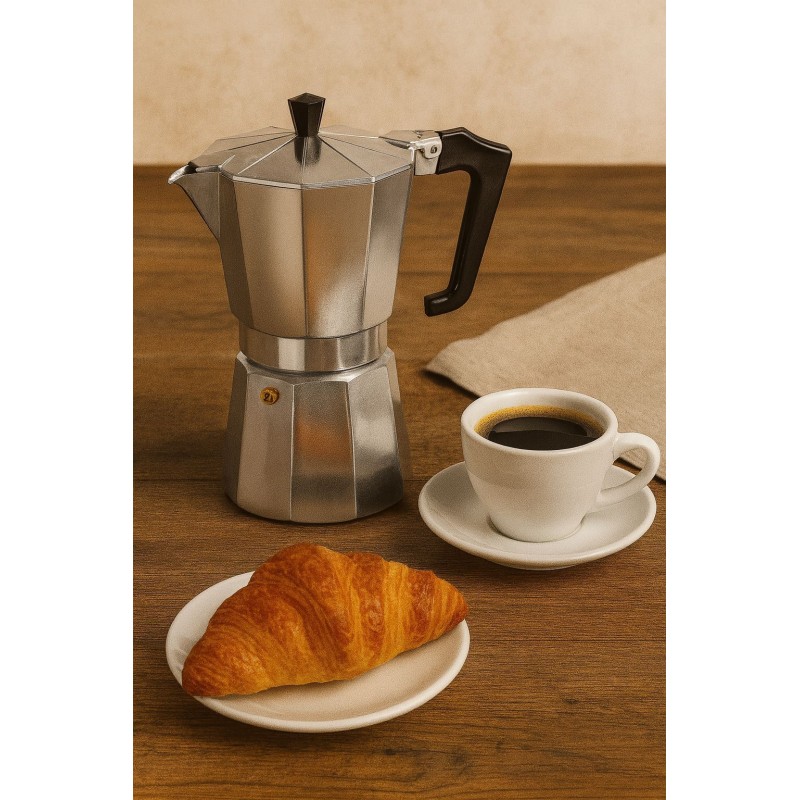 Italienische Kaffeemaschine - PEZZETTI - ITALEXPRESS - Aluminium - 9 Tassen - Edelstahl