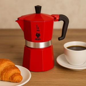 Italienische Kaffeemaschine – PEZZETTI – ITALEXPRESS – Aluminium – 6 Tassen – Rot