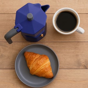 Cafetiere italienne - PEZZETTI - PENTAEXPRESS - Aluminium - 3 tasses - Bleu