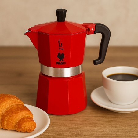 Italienische Kaffeemaschine – PEZZETTI – ITALEXPRESS – Aluminium – 3 Tassen – Rot