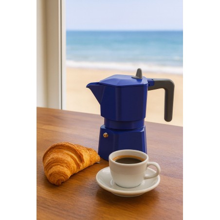Cafetiere italienne - PEZZETTI - PENTAEXPRESS - Aluminium - 6 tasses - Bleu