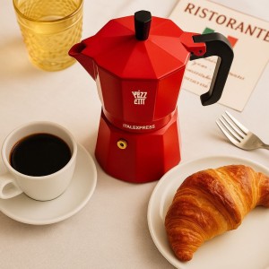 Italienische Kaffeemaschine – PEZZETTI – ITALEXPRESS – Aluminium – 6 Tassen – Rot