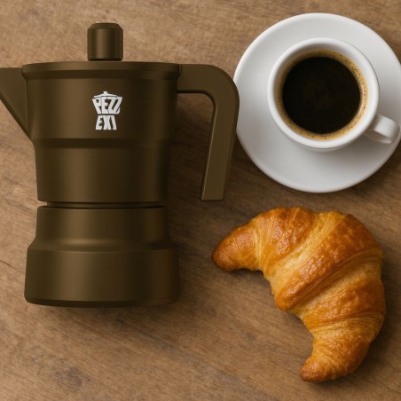 Cafetiere italienne - PEZZETTI - SOLIDEXPRESS - Aluminium - 6 tasses - Kaki