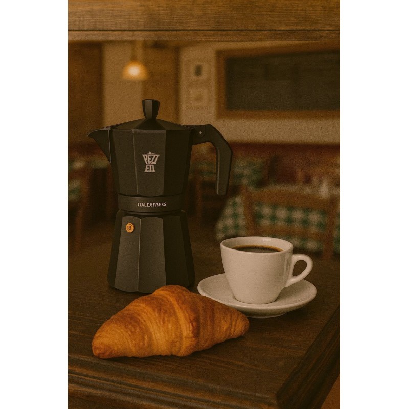 Cafetiere italienne - PEZZETTI - ITALEXPRESS - Aluminium - 6 tasses - Noir