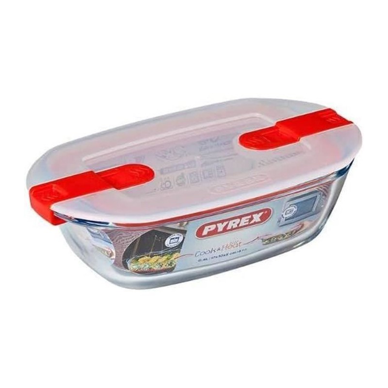 PYREX - COOK & HEAT - Rectangular glass box with lid 17 * 10 cm |  ...
