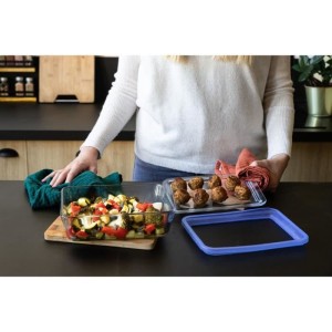 Lot de 3 Boîtes de conservation avec couvercle - PYREX - Zero Plastic - Verre - Rectangulaire - 1,5 L