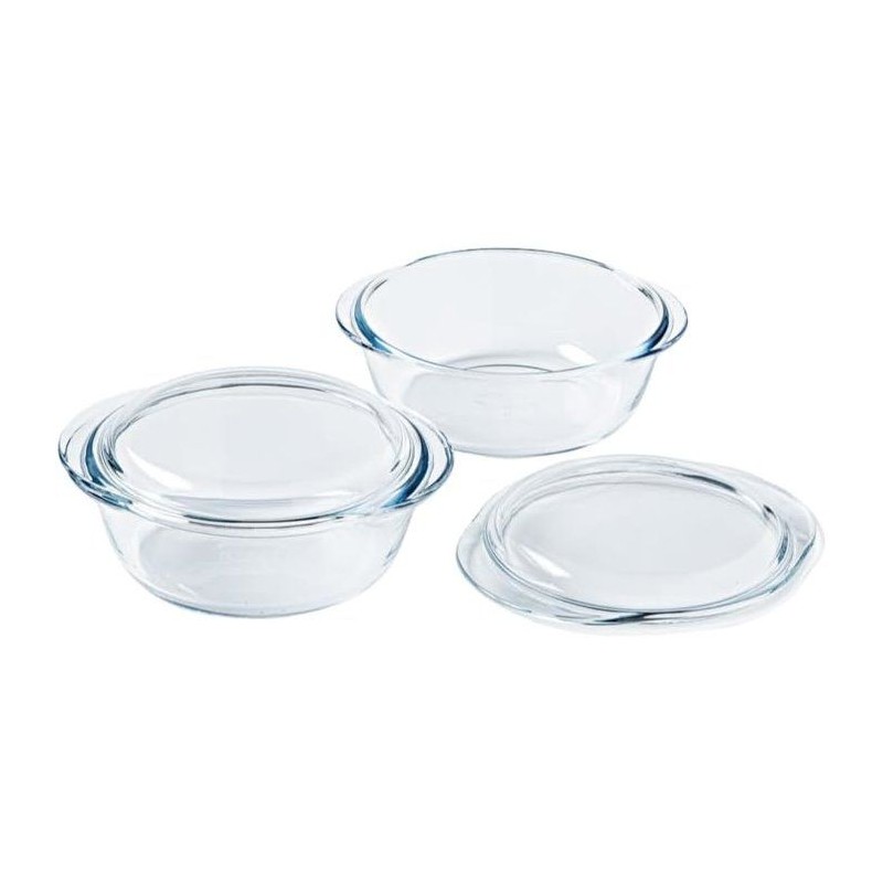 Lot de 2 cocottes - PYREX - Verre - Rond - 2,3 L