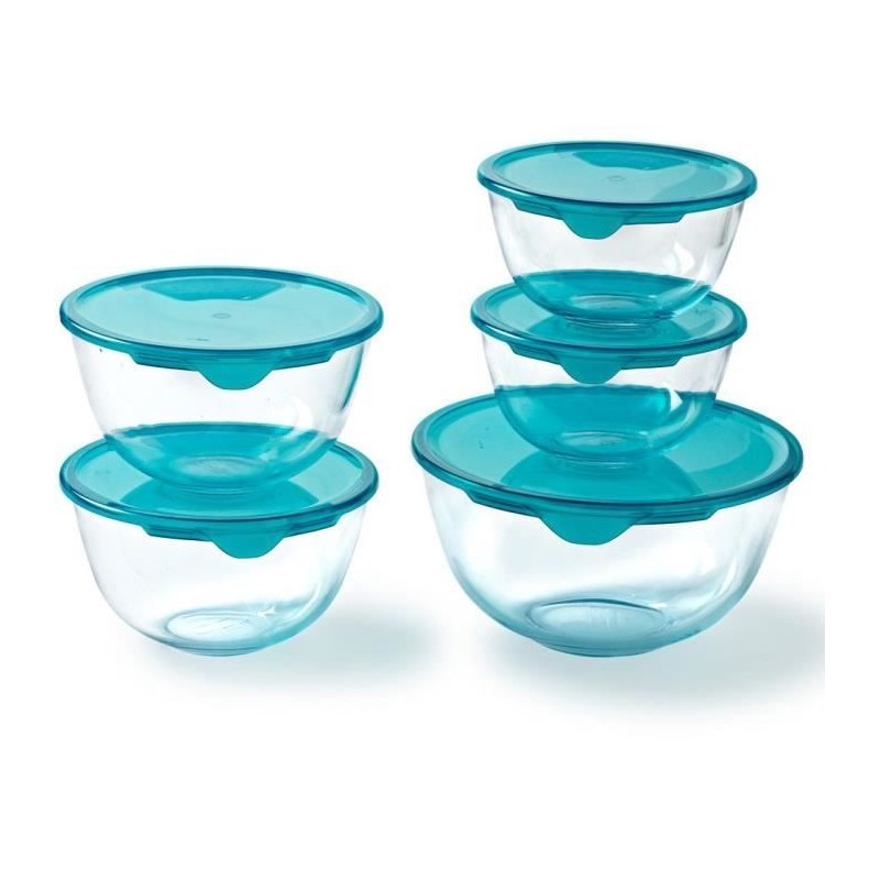 5er-Set Schüsseln mit Deckel - PYREX - 2x 0,5L + 1x 1L + 2x 2L |  B...