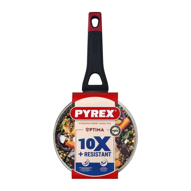 Casserole + couvercle - PYREX - 1455031 - Antiadhésif - 18 cm - Sans PFAS