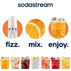 Machine a soda et eau pétillante SODASTREAM - TERRA Blanche - 2 bouteilles compatible lave-vaisselle - 1 recharge de gaz 60L