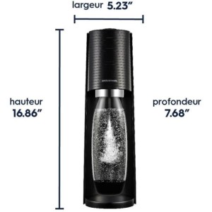 Machine a soda et eau pétillante SODASTREAM - TERRA Noire - 2 bouteilles compatible lave-vaisselle - 1 recharge de gaz 60L