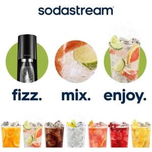 Machine a soda et eau pétillante SODASTREAM - TERRA Noire - 2 bouteilles compatible lave-vaisselle - 1 recharge de gaz 60L
