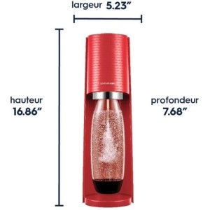 Machine a soda et eau pétillante SODASTREAM - TERRA Rouge - 1 bouteille compatible lave-vaisselle - 1 recharge de gaz 60L