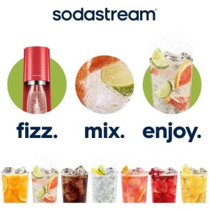 Machine a soda et eau pétillante SODASTREAM - TERRA Rouge - 1 bouteille compatible lave-vaisselle - 1 recharge de gaz 60L