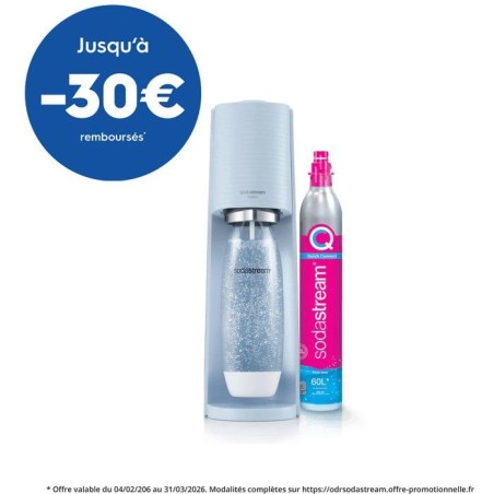 Machine a soda et eau pétillante SODASTREAM - TERRA Bleu - 1 bouteille compatible lave-vaisselle - 1 recharge de gaz 60L