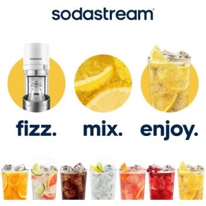 Machine a soda et eau pétillante SODASTREAM - DUO Blanche - 2 carafes en verre - 2 bouteilles - 1 recharge de gaz 60L