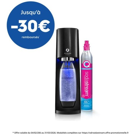 Machine a soda et eau pétillante - SODASTREAM - E-TERRA - 1 bouteille compatible lave-vaisselle - 1 recharge de gaz 60L - Noir