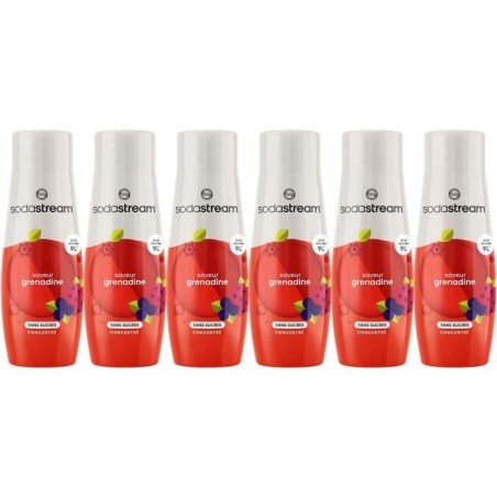 Concentrés SODASTREAM - Lot de 6 concentrés Grenadine sans sucres - Jusqu'a 54L de boissons - 440 ml