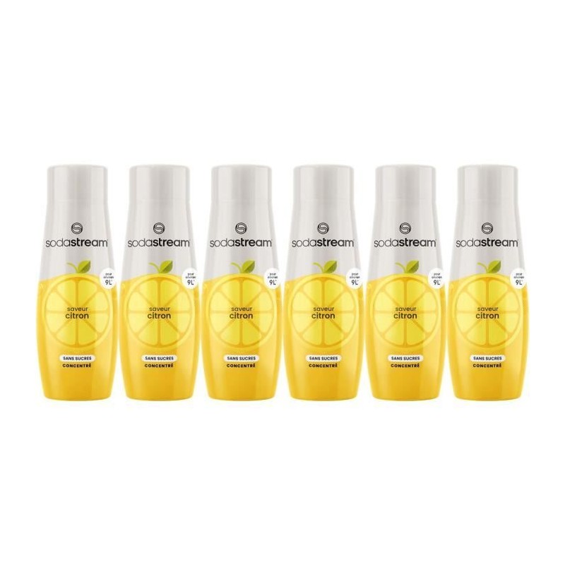 Concentrés SODASTREAM - Lot de 6 concentrés Citron sans sucres - Jusqu'a 54L de boissons - 440 ml