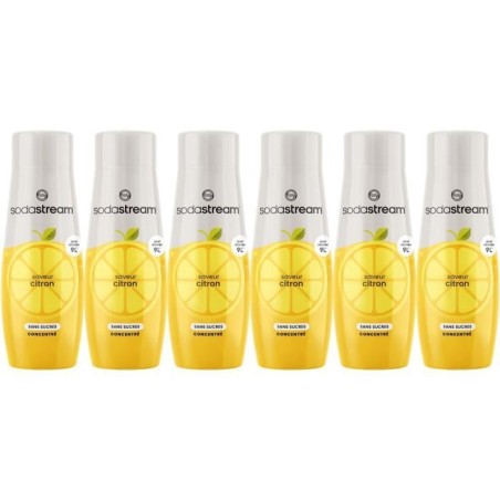 Concentrés SODASTREAM - Lot de 6 concentrés Citron sans sucres - Jusqu'a 54L de boissons - 440 ml