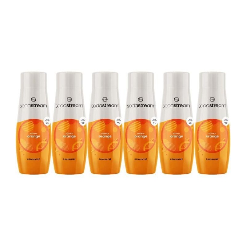 Concentrés SODASTREAM - Lot de 6 concentrés Orange - Jusqu'a 54L de boissons - 440 ml