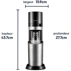 Machine a soda et eau pétillante SODASTREAM - DUO Noire - 2 carafes en verre - 1 recharge de gaz 60L