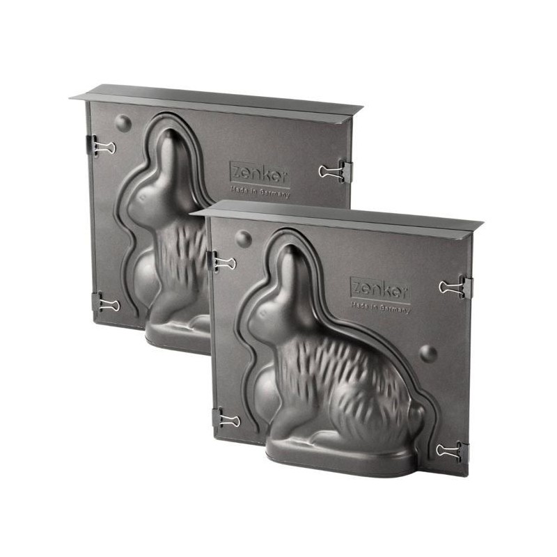 Lot de 2 moules a gâteaux 3D - ZENKER - Forme de lapin de Pâques - 600 ml
