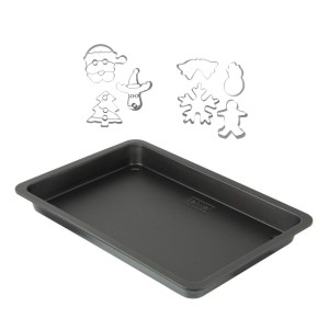 Plaque de cuisson et 7 emporte-pieces de Noël inox - ZENKER - 42 x 29 cm
