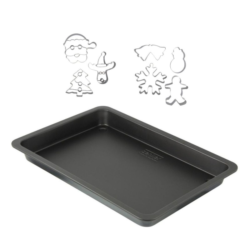 Plaque de cuisson et 7 emporte-pieces de Noël inox - ZENKER - 42 x 29 cm