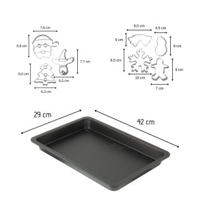 Plaque de cuisson et 7 emporte-pieces de Noël inox - ZENKER - 42 x 29 cm