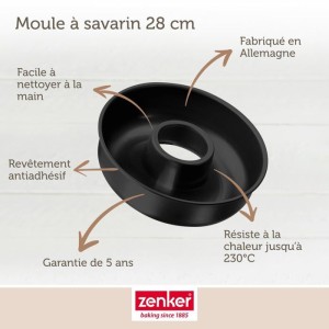 Set de moule a cakes et moule a savarins - ZENKER - Black Metallic - 30,5 x 11,5 cm et 28 cm
