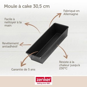 Set de moule a cakes et moule a savarins - ZENKER - Black Metallic - 30,5 x 11,5 cm et 28 cm