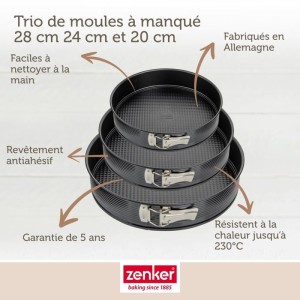 3er-Set runde Springformen - ZENKER - Schwarz Metallic - 20, 24 und 28 cm