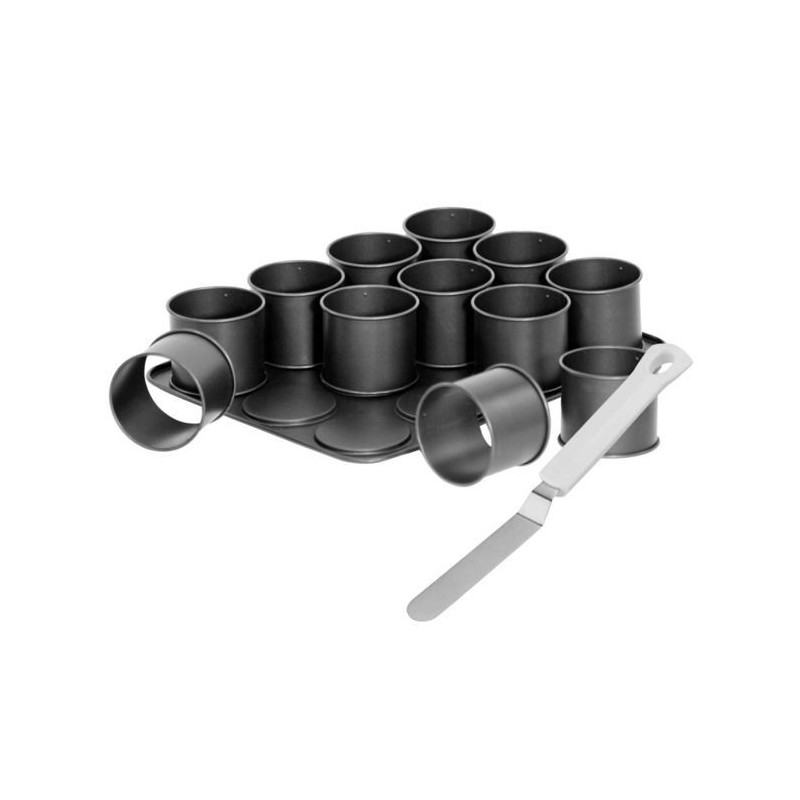Plaque a pâtisserie mini gâteaux et spatule a glacer - ZENKER - Black Metallic