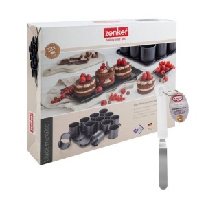 ZENKER Mini-Kuchenbackblech und Zuckergussspatel – Schwarz Metallic