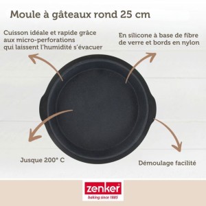 Moule a manqué - ZENKER - Ø 25 cm - Silicone fibre de verre - Noir