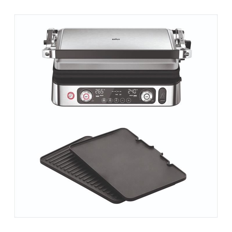 Multifunction grill - BRAUN - Multi Grill 9 Pro - 2200 W - 3 heating positions - Black / Steel