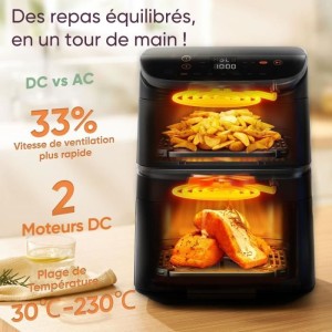 COSORI Turbo Tower Chef Edition Heißluftfritteuse – 10,8 l Fassungsvermögen – 2 Behälter – 6 Programme – 2630 W – S