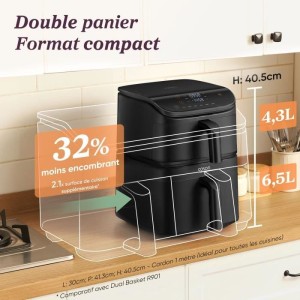 COSORI Turbo Tower Chef Edition Heißluftfritteuse – 10,8 l Fassungsvermögen – 2 Behälter – 6 Programme – 2630 W – S