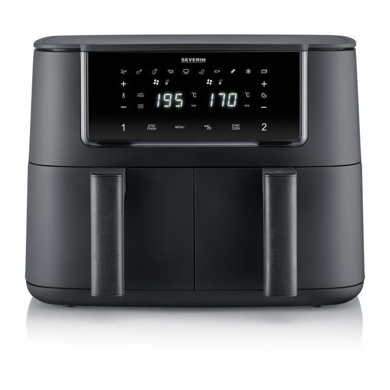 Friteuse sans huile SEVERIN - Airfryer FR2463 - Capacité 8L - Double cuve - 10 programmes - 2600W
