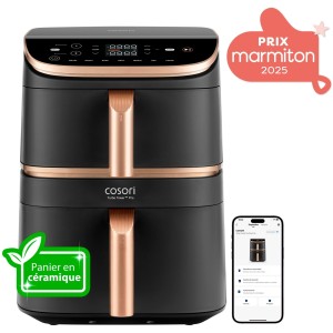 Friteuse sans huile COSORI - Turbo Tower Pro Smart - Capacité 10,8L - 2 cuves - 7 programmes - 2630W - Noir