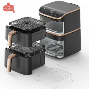COSORI Ölfreie Fritteuse – Turbo Tower Pro Smart – 10,8 l Fassungsvermögen – 2 Tanks – 7 Programme – 2630 W – Schw