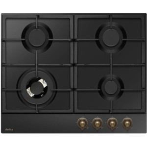 Table de cuisson a gaz - AMICA - 4 foyers - 9,9 x 59 x 52 - PGA6101ApCb RETRO - Noir