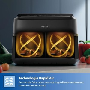 PHILIPS Airfryer XXL NA351/00 – 7,1 l Fassungsvermögen – Doppeltank – 6 Voreinstellungen – 2450 W